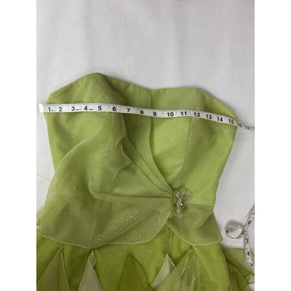 Vintage Y2K 90s Fairy Dress Strapless Handkerchief Hem Ruffles Tinkerbell Small - Picture 4 of 10